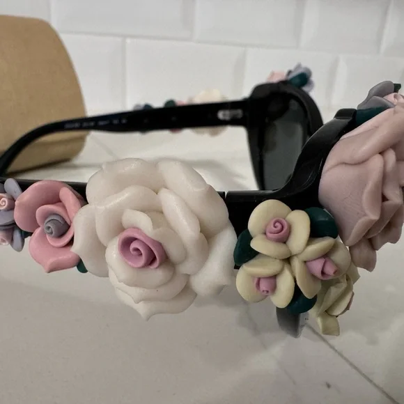 Dolce & Gabbana Floral Embellished Black Sunglasses - Picture 8 of 10